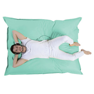 Puf rectangular XXL de espuma de poliestireno expandido reciclado Moku turquesa asiento cómodo