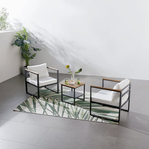 Conjunto de muebles de jardín de 2 plazas en madera negra y beige, Vigo concept u