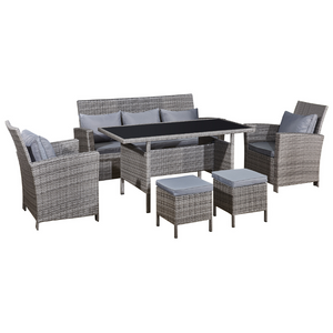 salón de jardín 6 piezas resina trenzada modena ambiente oscuro concept usine
gris y crudo