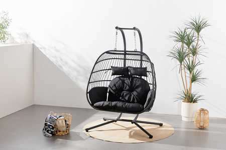 Sillón colgante efecto ratán negro Concept U - Ambiance