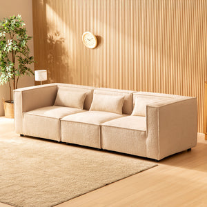 sofá bouclette modular de 3 plazas bouclé - beige 3 cuartos concept u