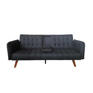 Sofá 3 plazas convertible con mesa central abatible negro Inverness packshot vista frontal