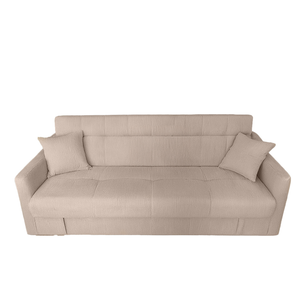 Sofá cama con arcón en pana beige de 3 plazas foto de producto vista frontal.