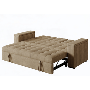 Sofa convertible abierto pana beige Concept-U - fondo blanco