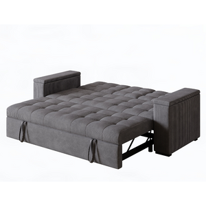 Sofa convertible abierto pana gris claro Concept-U - fondo blanco