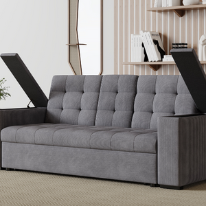 Sofa convertible reposabrazosc pana gris claro Concept-U