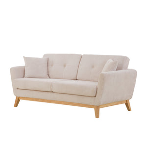 Sofá escandinavo beige de pana Hoga 3 plazas packshot vista 3/4