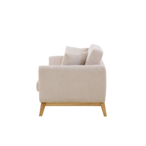Sofá escandinavo beige de pana Hoga 3 plazas packshot de perfil
