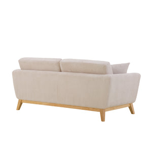 Sofá escandinavo beige de pana Hoga 3 plazas packshot vista trasera 3/4