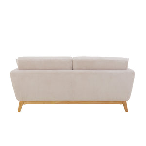Sofá escandinavo beige de pana Hoga 3 plazas packshot vista trasera