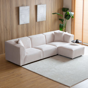 Sofá modular 4 plazas de pana beige Monroe vista desde arriba