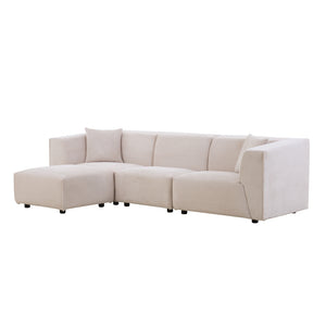 Sofá modular 4 plazas de pana beige Monroe packshot vista 3/4