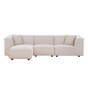 Sofá modular 4 plazas de pana beige Monroe packshot vista frontal