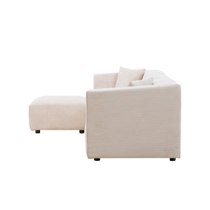 Sofá modular 4 plazas de pana beige Monroe packshot vista lateral