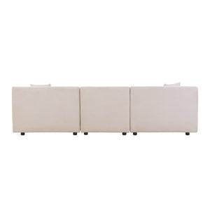 Sofá modular 4 plazas de pana beige Monroe packshot vista trasera