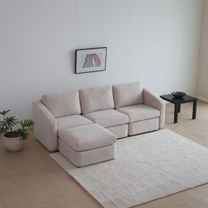 Sofá modular beige Konekt ambiente 4 plazas tres cuartos Concept Usine