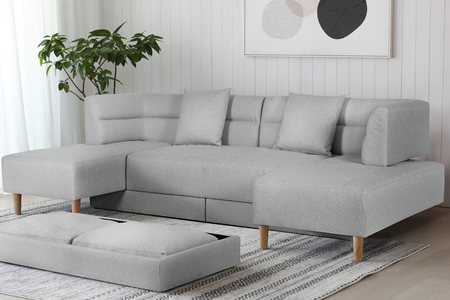 Sofá modular y convertible de tela gris Berga