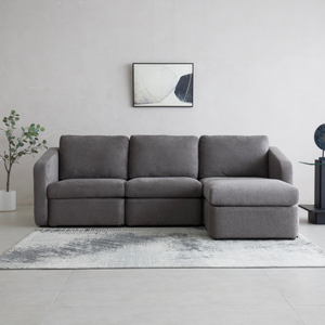 Sofá modular gris oscuro Konekt ambiente frontal 4 plazas derecha Concept Usine