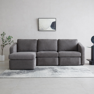 Sofá modular gris oscuro Konekt ambiente frontal 4 plazas izquierda Concept Usine