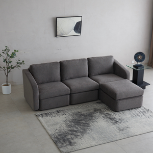 Sofá modular gris oscuro Konekt ambiente vista superior 4 plazas derecha Concept Usine
