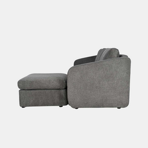 Sofá modular gris oscuro Konekt packshot vista lateral 3 plazas puf esquina derecha Concept Usine