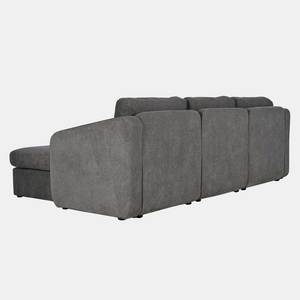 Sofá modular gris oscuro Konekt packshot vista trasera 3 plazas puf esquina derecha Concept Usine