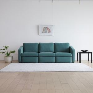 Sofá modular 3 plazas con pouf Konekt azul sin pouf