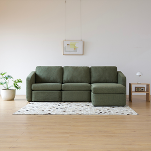 Sofá modular verde Konekt ambiente frontal 4 plazas Concept Usine