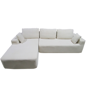 Sofá rinconero de 5-6 plazas en terciopelo acanalado beige Hove packshot