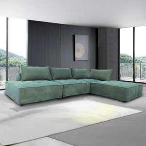 Sofá rinconero modular 4 plazas en terciopelo texturizado verde Stava lifestyle