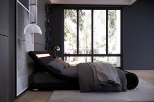 Estructura de cama de Imitación con LED integrados 140 x 190 cm Negro