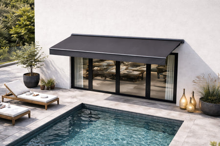 Toldo manual 295 x 250 cm de aluminio con lona gris Adro