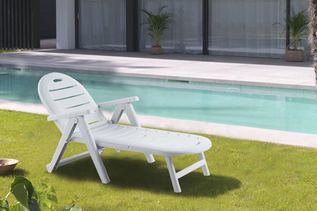 Tumbona de plástico reciclado Caiman blanco en ambiente