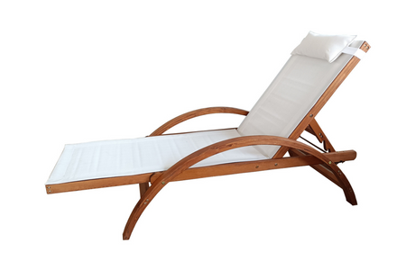 tumbona con cojin blanco y madera