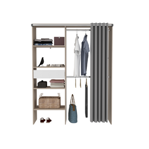 vestidor de madera con cortina bali fondo blanco frontal concept u