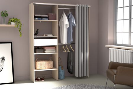 vestidor de madera con cortina bali rectangulo concept u