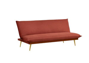 sofá cama rosa frambuesa sobre fondo blanco