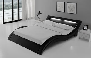 Estructura de cama 160 x 200 cm de imitación con LED integrados Negro