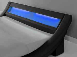 Estructura de cama de imitación con LED integrados 160 x 200 cm zoom 1 Negro