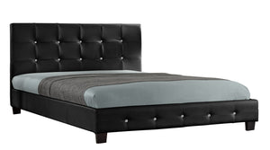 Estructura de cama de imitación acolchada 160 x 200 cm sobre fondo blanc Negro