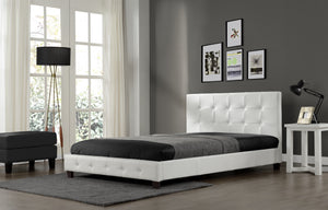 Estructura de cama de imitación acolchada 140 x 190 cm Blanco