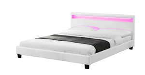 Estructura de cama de imitació con LED integrados 160 x 190 cm Blanco