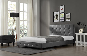 Estructura de cama de imitación acolchada 140 x 190 cm Gris