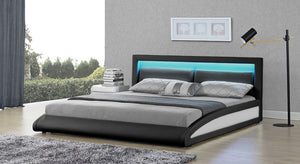 Estructura de cama de imitación Negro con LED integrados - 140 x 190 cm