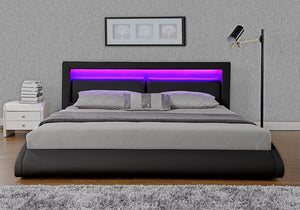 Estructura de cama 140 x 190 cm de imitación con LED integrados Negro
