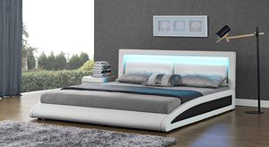 Estructura de cama de imitación Blanco con LED integrados - 140 x 190 cm