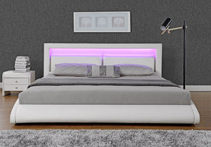 Estructura de cama Blanco de imitación con LED integrados - 140 x 190 cm
