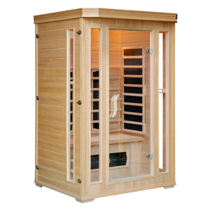 Sauna de infrarrojos de 2 plazas en madera con cromoterapia Narvik fundo blanco
