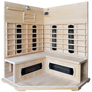 Sauna de infrarrojos 3/4 plazas con Cromoterapia en madera clara Narvik