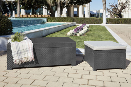 Caja de jardín efecto resina trenzada antracita